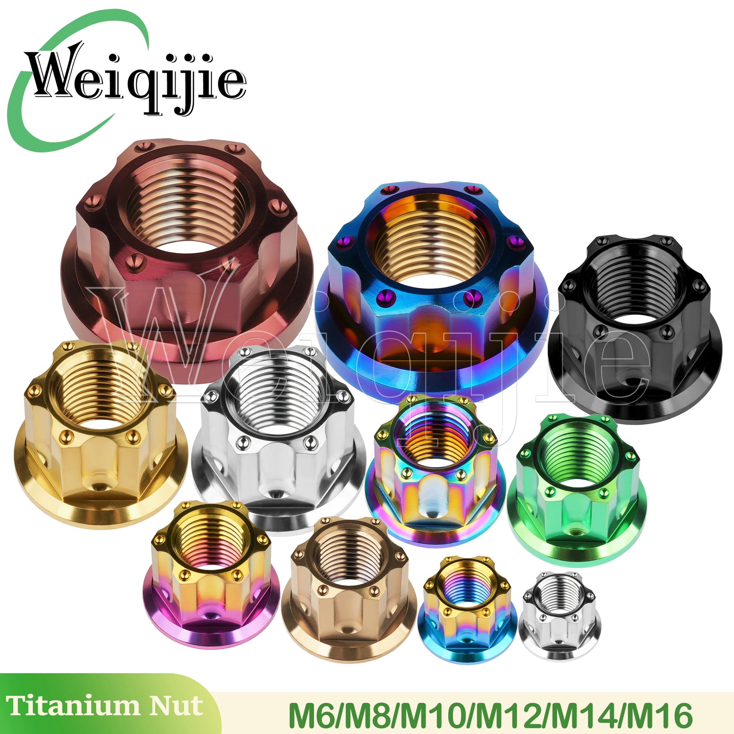 Weiqijie écrou en titane M6 M8 M10 M12 M14 M16 écrou à bride Torx hexagone fixation d'écrou en titane pour moto voiture vélo