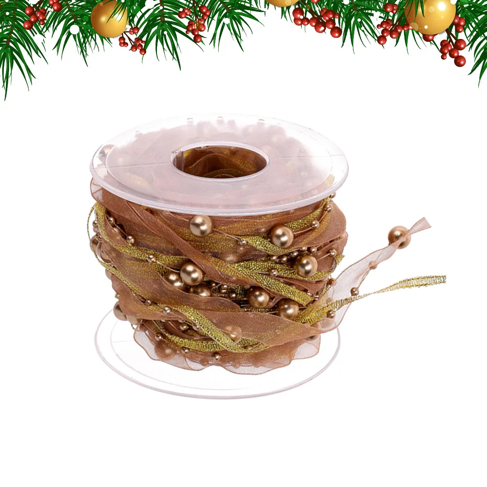 

Golden Beaded Ribbon Creative Decorative Wedding Bouquet Package DIY Craft Party Supplies Durable Polyester Material