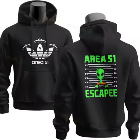 Alien Conspiracy Theory UFO Believer Funny Halloween Graphic Hoodie Casual Long Sleeve Street Style Sweatshirt