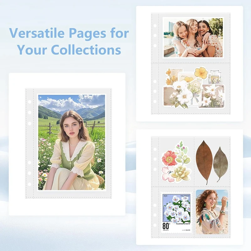 Super Sale 30 Sheets A5 Binder Inserts - Clear Double Sided Plastic Sleeves for Photo, Card, and Sticker Storage