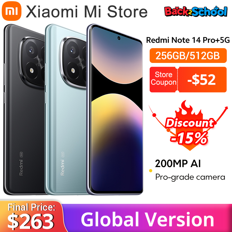  Global version Xiaomi Redmi Note 14 Pro+ 5G Smartphone 200MP AI camera Snapdragon® 7s Gen 3 120W HyperCharge 6.67 AMOLED display 