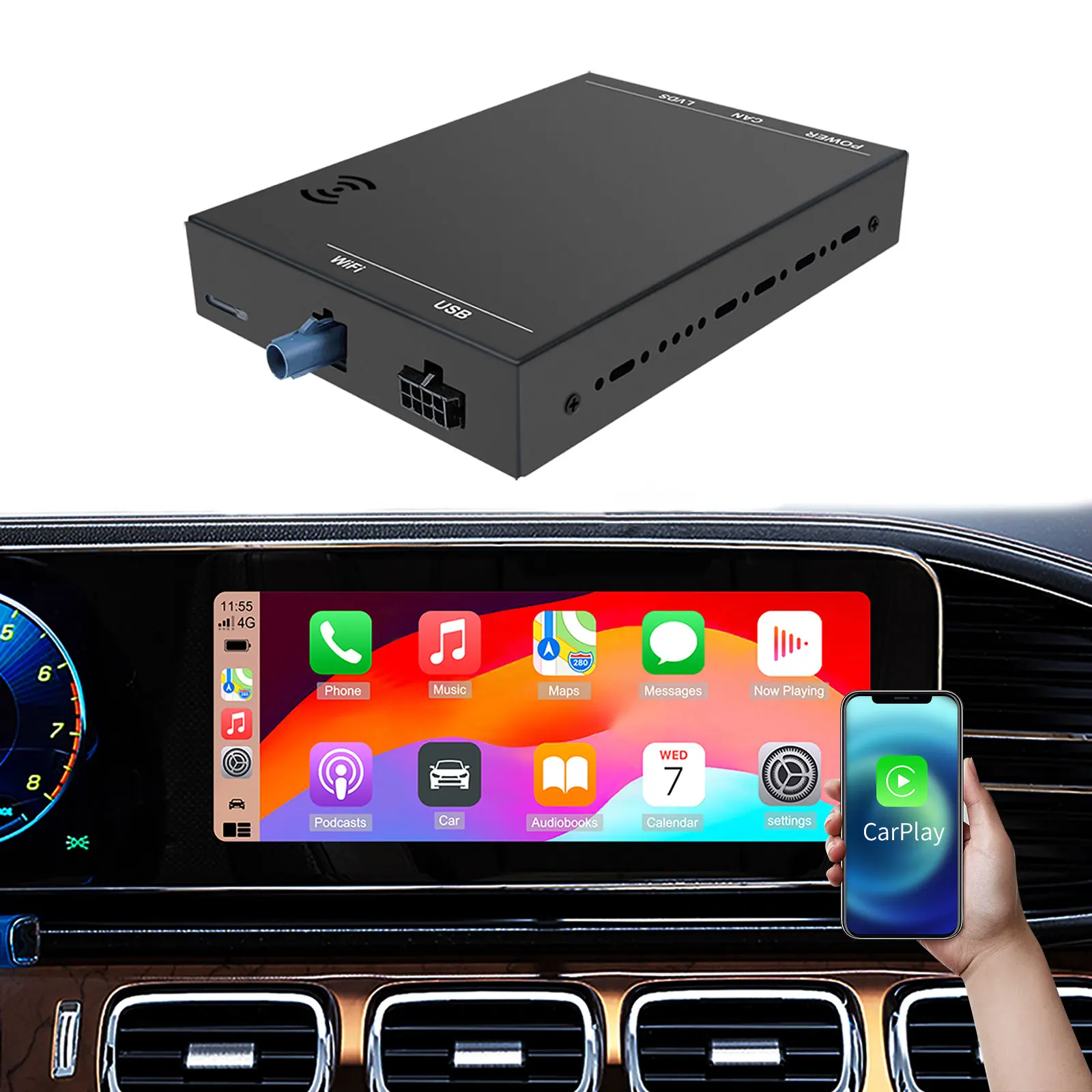 مجموعة ترقية شاشة OEM صندوق فك تشفير CarPlay Android وصلة مرآة أوتوماتيكية لنظام Benz A B C E GLA GLK GLS CLA ML Class NTG 6 MBUX