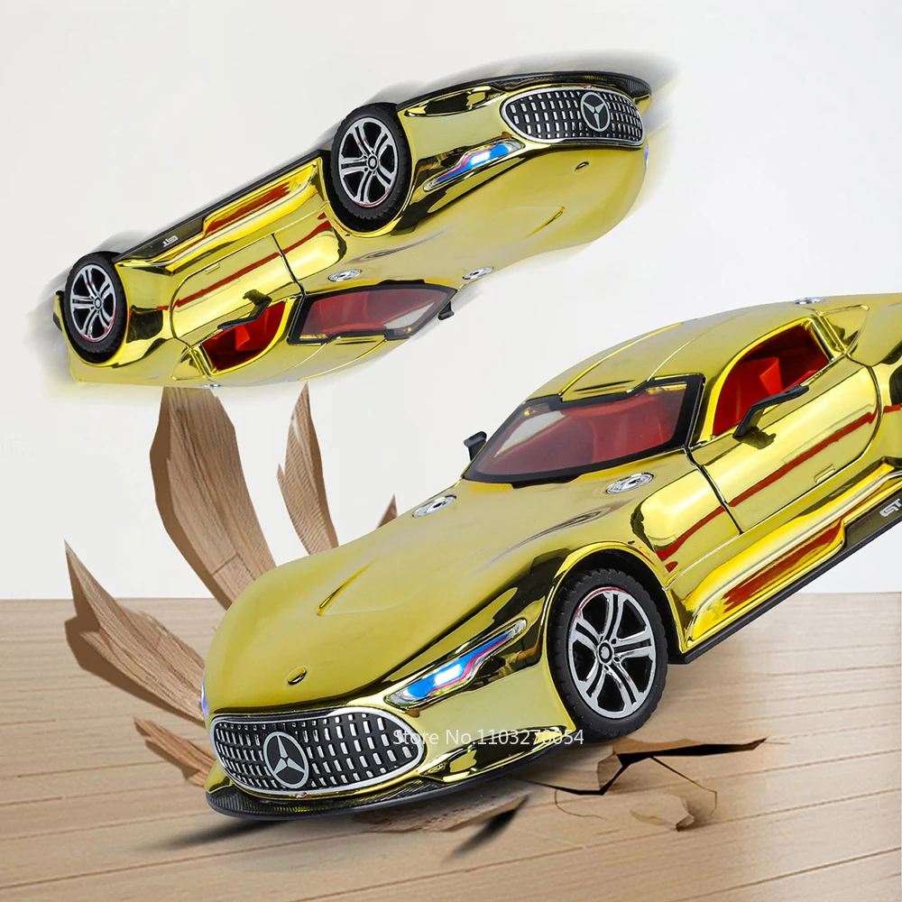 Voiture de sport en alliage Vision GT Apollo EVO 1:24, modèles moulés sous pression, jouets, son et lumière, portes rétractables, véhicules ouverts, objets de collection pour garçons