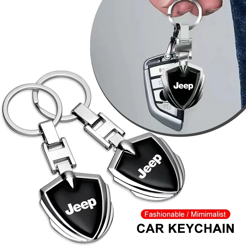 

Metal Car Keychain 3D Shield Key Ring Alloy Auto Key Holder Accessories For Jeep Wrangler Cherokee Renegade Gift