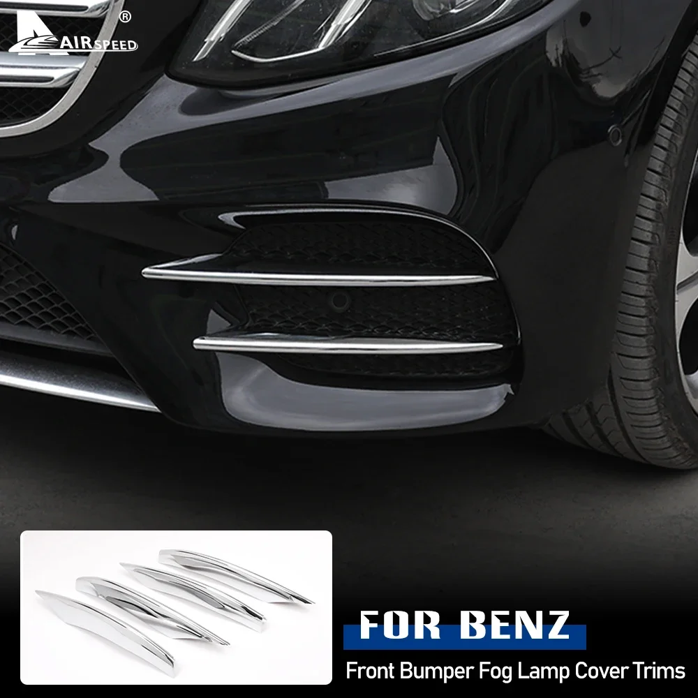 

ABS Silver Fog Light Cover For Mercedes Benz C Class W205 E Class W213 GLC X253 2016-2021 Front Bumper Grill Spoiler Accessories