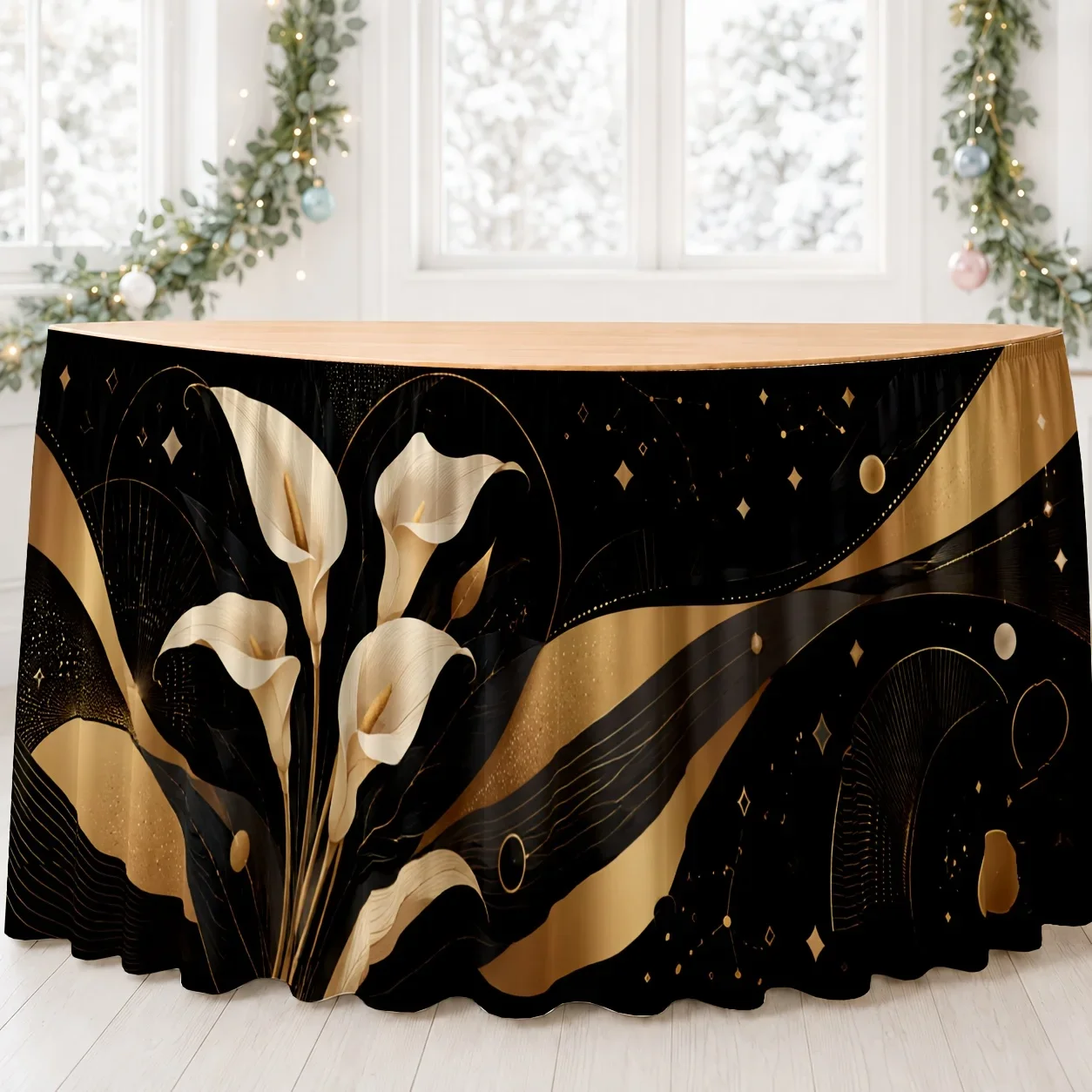 One elegant calla lily tablecloth - luxurious rectangular tablecloth with stripes, suitable for weddings and banquets