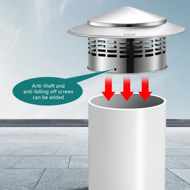 Round Chimney Caps Stainless Steel Fireplaces Vent Cover Chimney Cover with Screen 517A