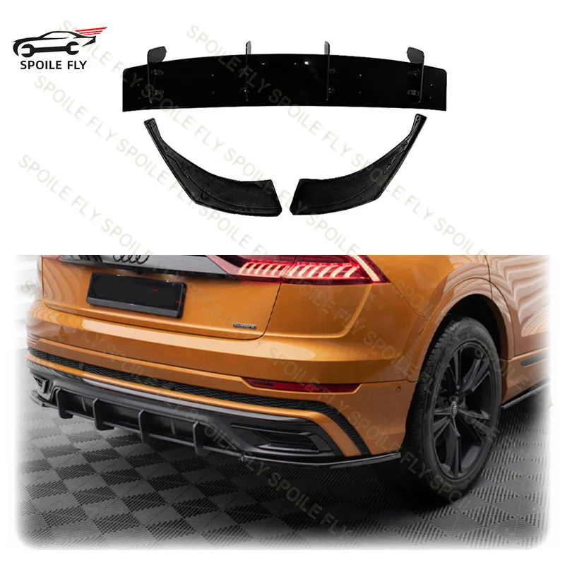 

Car Rear Bumper Lip Spoiler Glossy Black Body Kit High Quality ABS For Audi Q8 2018 2019 2020 2021 2022 2023