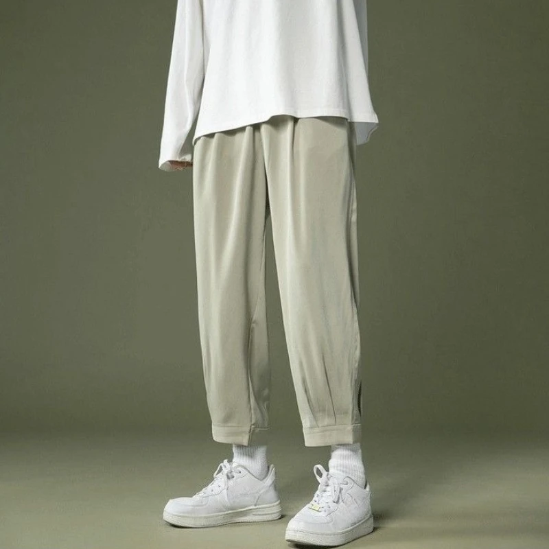 

Baggy Male Trousers Loose Slacks Spandex Designer Aesthetic Trend Long Vintage Regular Fit Clothes Streetwear Men's Casual Pants