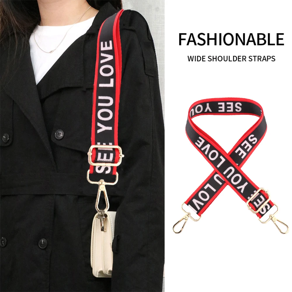 

Ремень на плечо с буквенным принтом, цветные тканевые ремни, нейлоновый Прочный Модный сменный Регулируемый Ремень Через Плечо для сумок