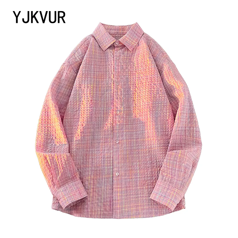 YJKVUR High Standard 2025 Spring Autumn New Oversize Casual Plaid Shirts Men Comfortable Washed Vintage Check Long Sleeve Shirts