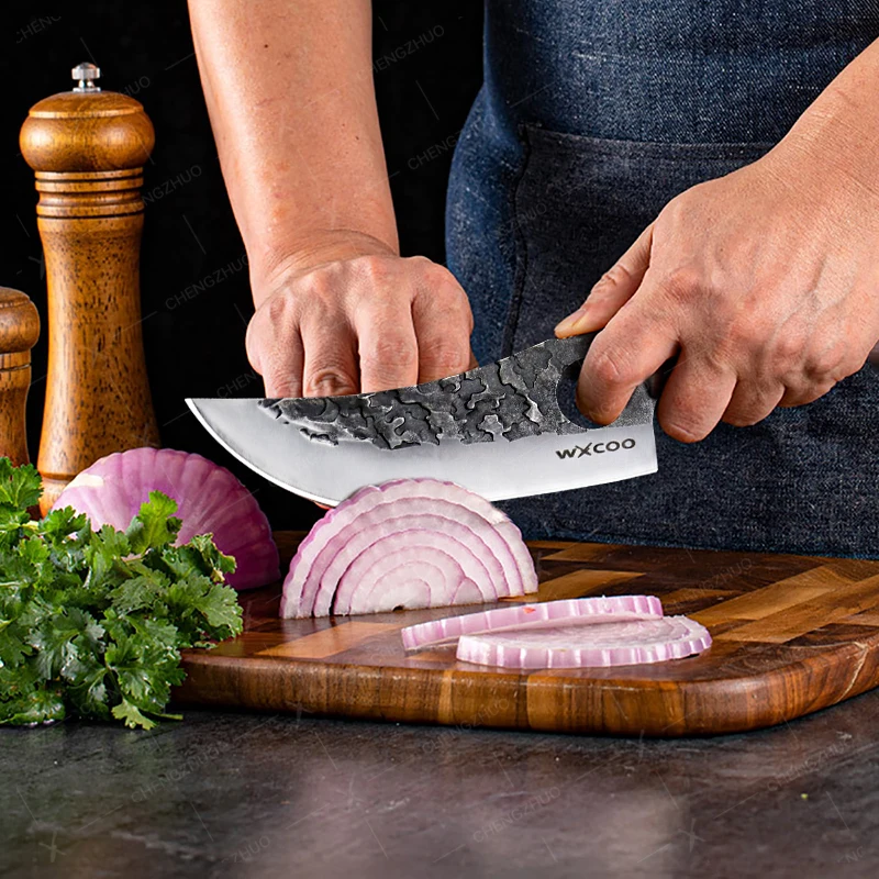 Forged Cleaver Kitchen Chef Knife High Carbon Clad Steel Meat Fish Fruit Vegetables Professional Butcher Boning Knife with Box