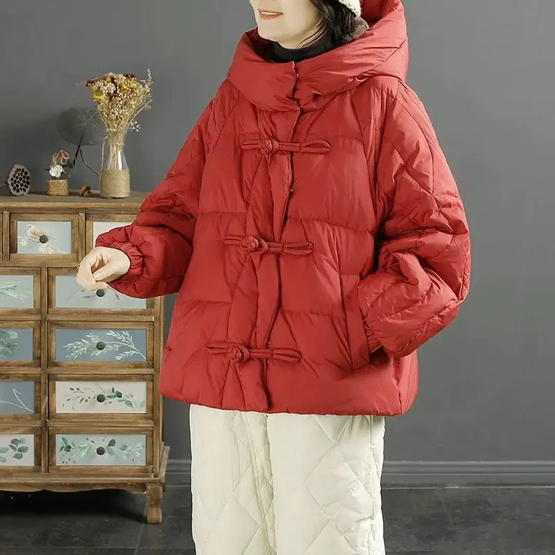 2025 유럽 겨울 레트로 신상 여성 다운 자켓 출퇴근용 후드 오버사이즈 자켓