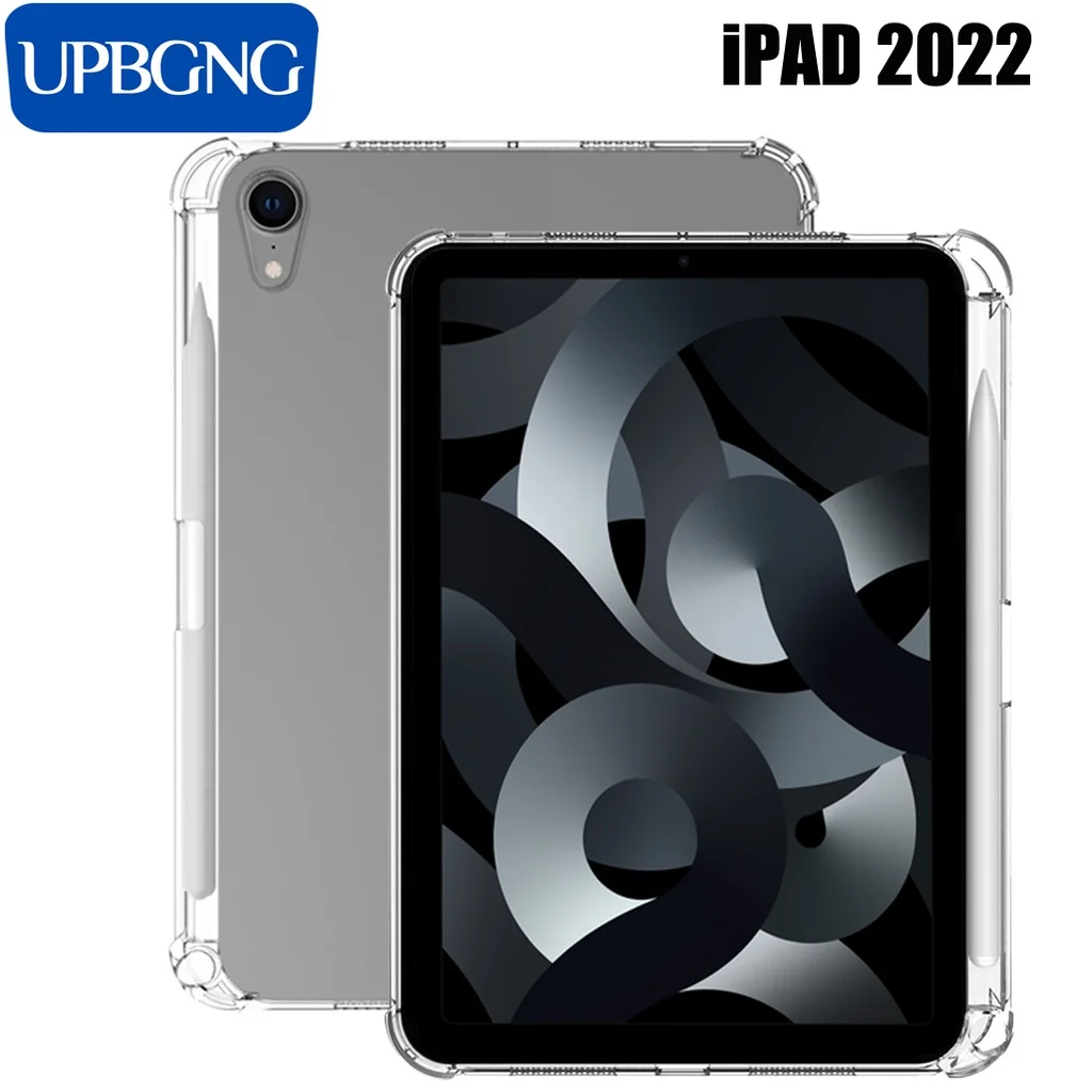 UPBGNG – coque transparente en Silicone avec fente pour stylo, pour iPAD Air 5 2022 Air 4e 10.9 Pro 11 2021, pour IPad 10.2 9e Mini 6