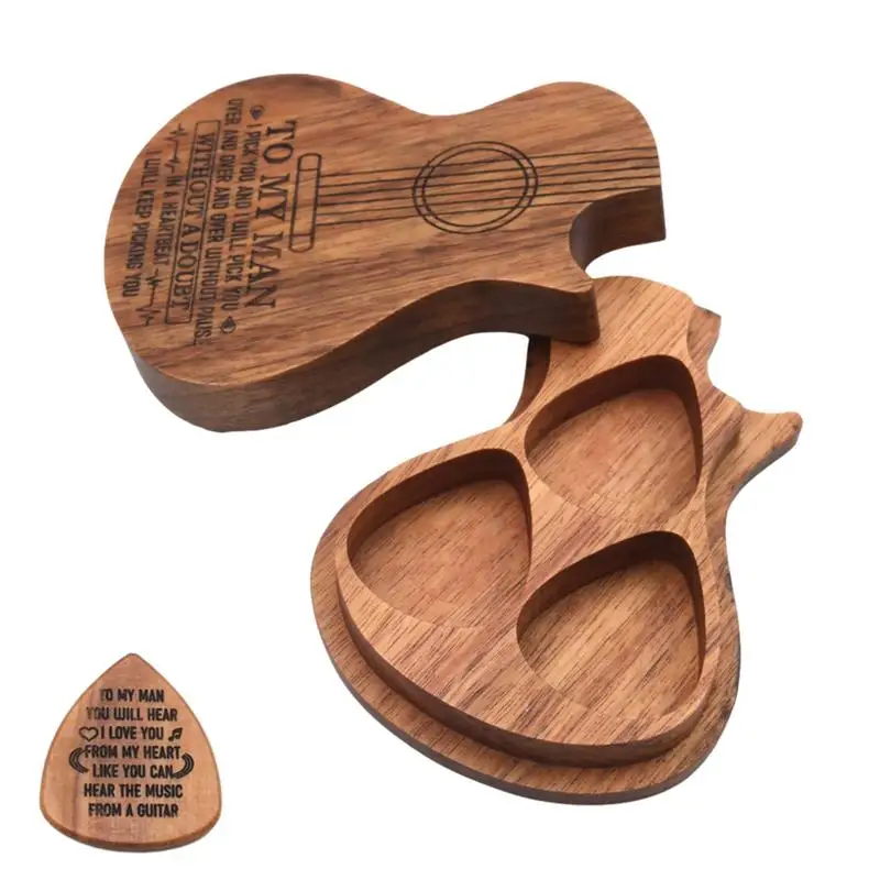 Guitar Pick Storage Case Wooden Vintage Storage Case Portable Organizer For Music Lovers Guitarists Space Saving Box For Guitar