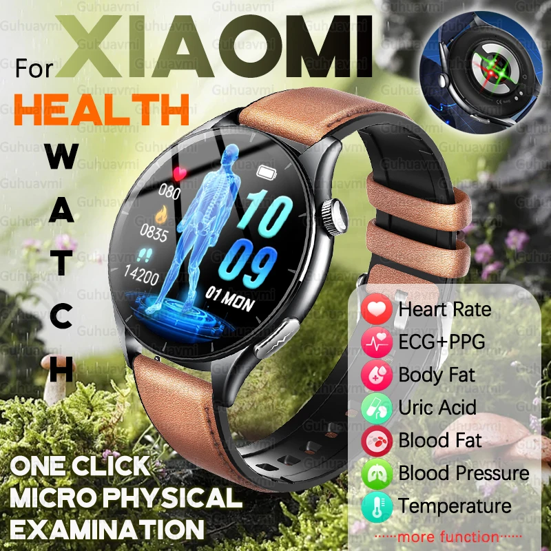 

For Xiaomi Health Sports Bracelet Blood Lipid Uric Acid ECG+PPG Smart Watch 1.56'' 480*480 AMOLED Screen BT Call NFC Smartwatch