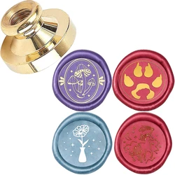 1pc Mushroom, Paw Print, Sunflower in a Bottle pattern Wax Seal Stamp, Sealing Wax Solid Brass Stamp Heads Removable