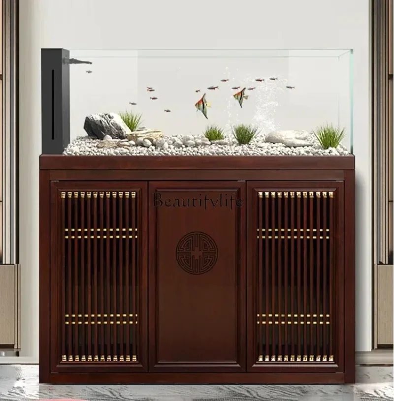 

LD33Native Stream Landscape Fish Tank Living Room 2024 New Bottom Filter Super White Glass Ecological Aquarium