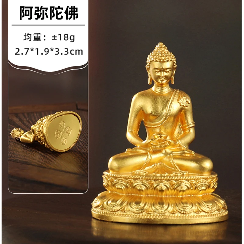 HOME CAR pocket gold-plating Amitabha Amitayus safety Small MINI Buddha statue Amulet healthy Effective protection good luck