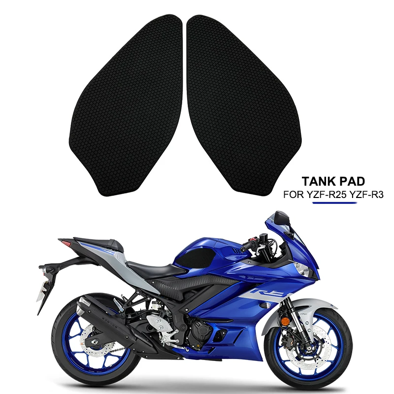 Arashi Anti-Slip Gas Tank Pad Protector Stickers For Yamaha YZF R3 2015-2018 - Knee Grip Traction Side Pads, Black