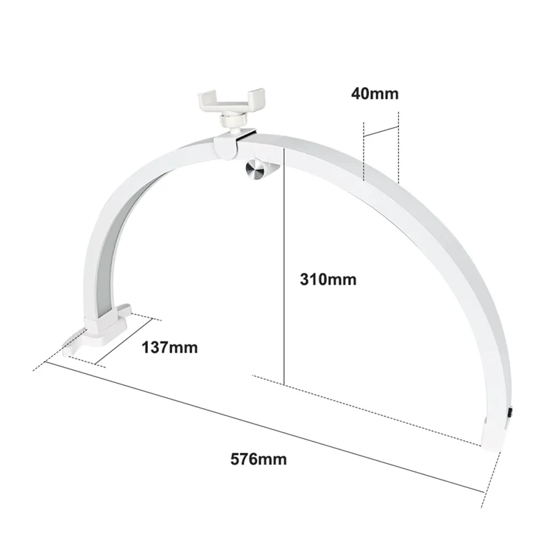 【A56X】22 بوصة مصباح الجمال ملء الضوء 20 واط التحكم باللمس نصف القمر طوي مانيكير الجمال الخفيفة مع مشبك الهاتف الأبيض الولايات المتحدة التوصيل