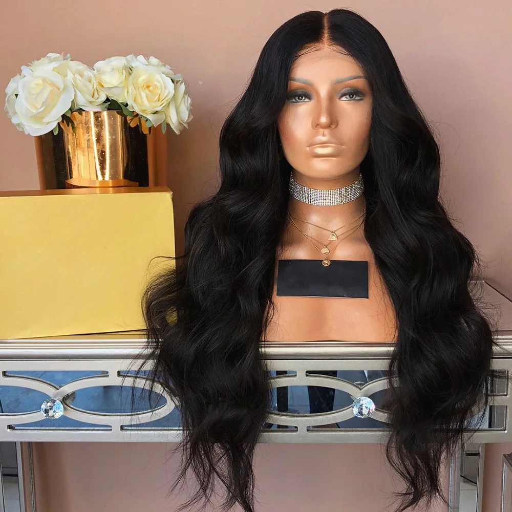 Universal  Full Head CoverHair Wigs with mid-parting long curls large wavy gradients