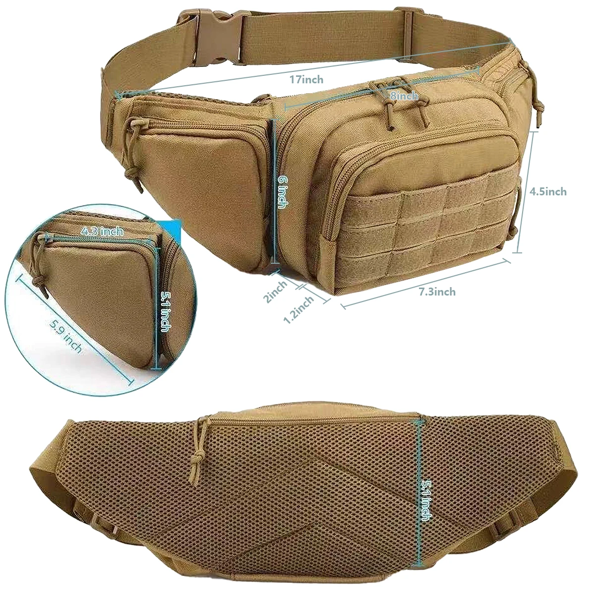 Riñonera táctica de nailon para caza y teléfono, bolsa de viaje para pistola y pesca, impermeable, Molle EDC