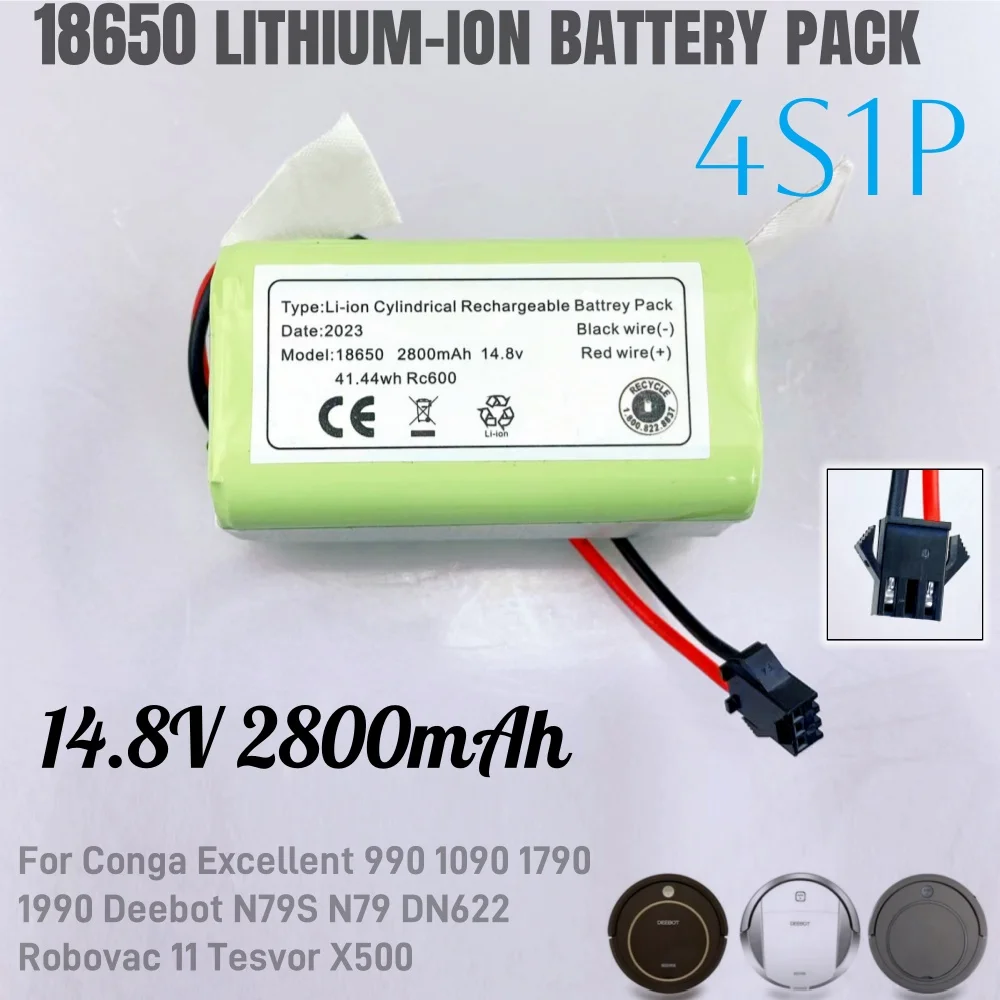 

Литий-ионный аккумулятор 14,8 В, 2,8 Ач для Cecotec Conga Excellence 950 990 1090 Ecovacs Deebot DN621 601/605 Eufy RoboVac 35C Panda i7 V710