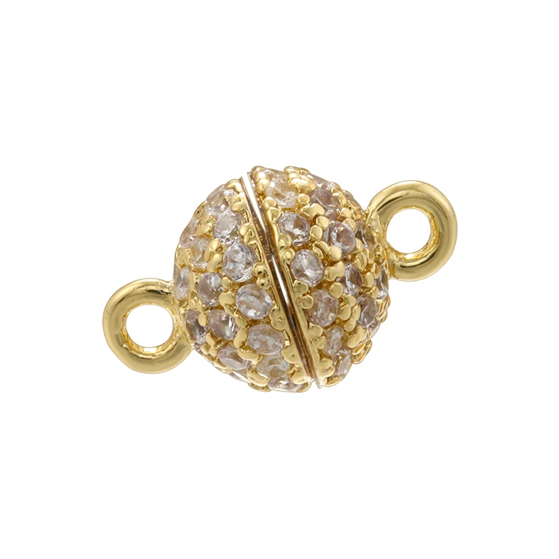 ZHUKOU Copper 18K Plated Real Gold Inlaid ZirconMagnetic Clasp Necklace Pearl Jewellery DIY Accessories: VK236