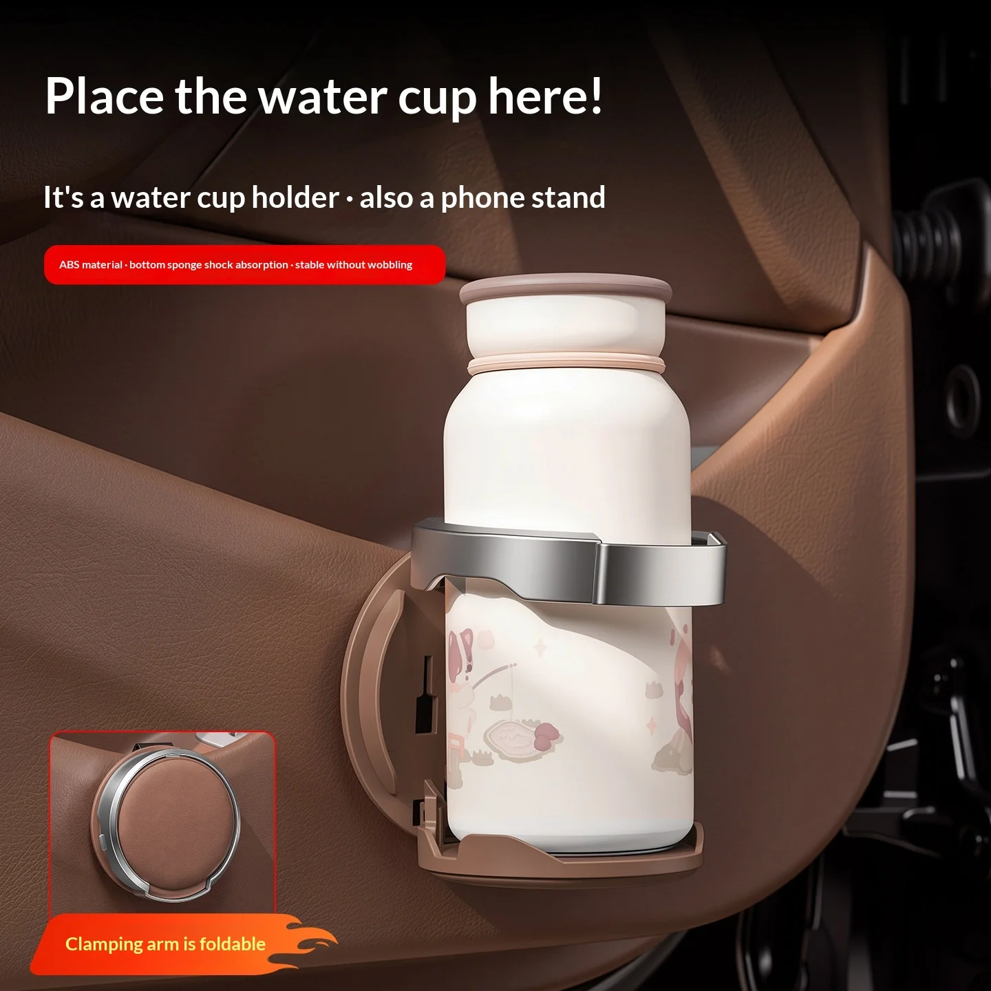 For Car Door Cup Holder Foldable Storage Organizer Multifunctional Water Cup Stand Fixed Bracket