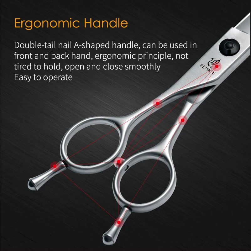 Fenice 7.0 7.5 Inch Professional Left Handed Shears JP440C Pet Grooming 35° Super Curved&Cutting Scissors Dog Grooming Equipment