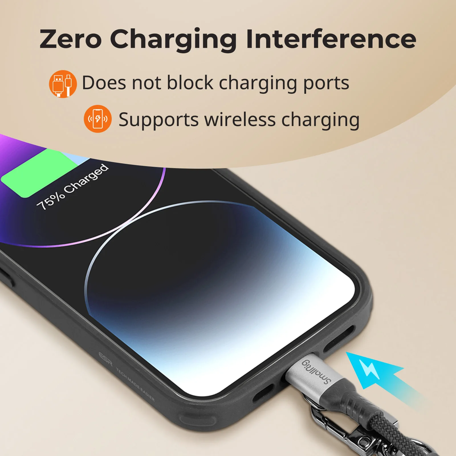 SmallRig – dragonne de téléphone réglable, dragonne en cuir et Nylon de 38cm pour iPhone, pour Samsung, étuis et étuis de téléphone