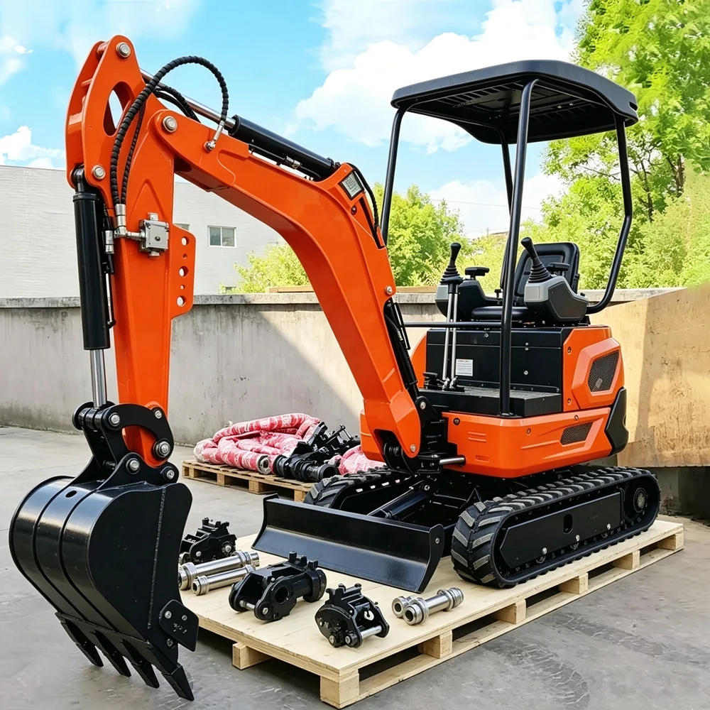 Mini-excavatrice 1,0/0,8 tonne, vente directe usine, équipement de construction pour jardin, pelle hydraulique, idéale pour les particuliers et les professionnels.