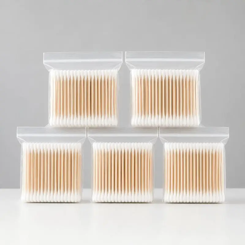 100/300/500 Pcs Bamboo and Wood Double Headed Multifunctional Cotton Swab Disposable Sanitary Swab Makeup Remover Cotton Swab