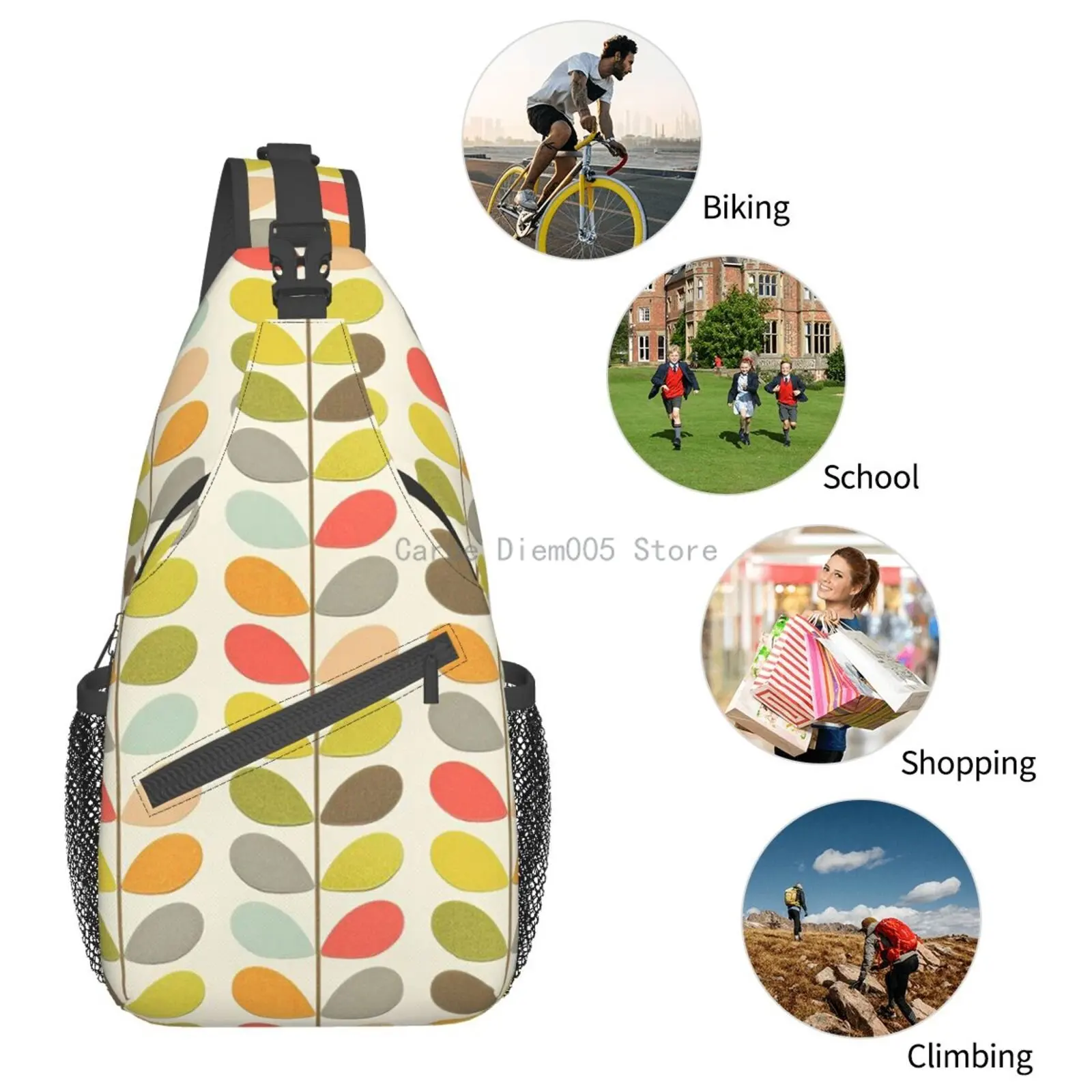 Orla Kiely Sling Crossbody Chest Bag Men Shoulder Backpack for Hiking