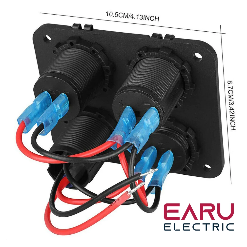 12 V USB-Panel-Buchse, 4-in-1, Dual-USB-Ladegerät mit Wippschalter, Auto-Zigarettenanzünder, digitales Voltmeter für Auto, Boot, LKW, Wohnmobil