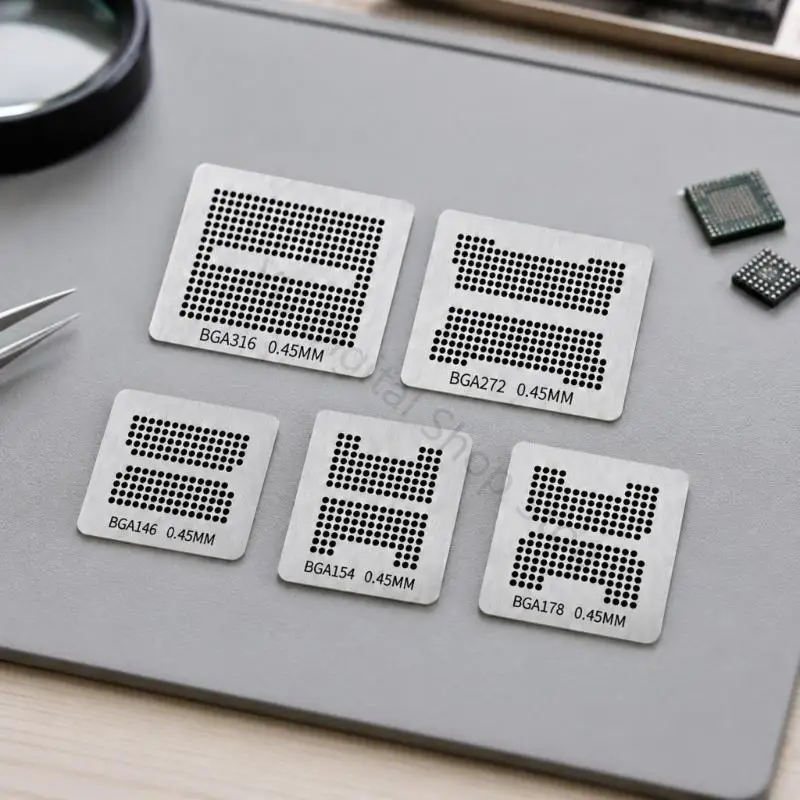 96BA Reballing Plate für die Elektronikreparatur mit 5 Stahlblechen und 316 272 178 154 146 gemeinsamer Layoutauswahl für – Detail 8