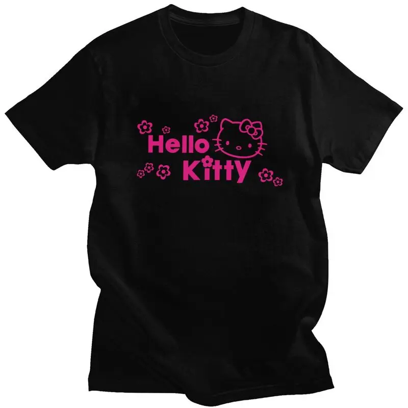 Custom Mens Hello Kitty Drawing Coloring T Shirt Short-Sleeve Cotton Tshirts Classic T-shirt Casual Tee Slim Fit Clothing