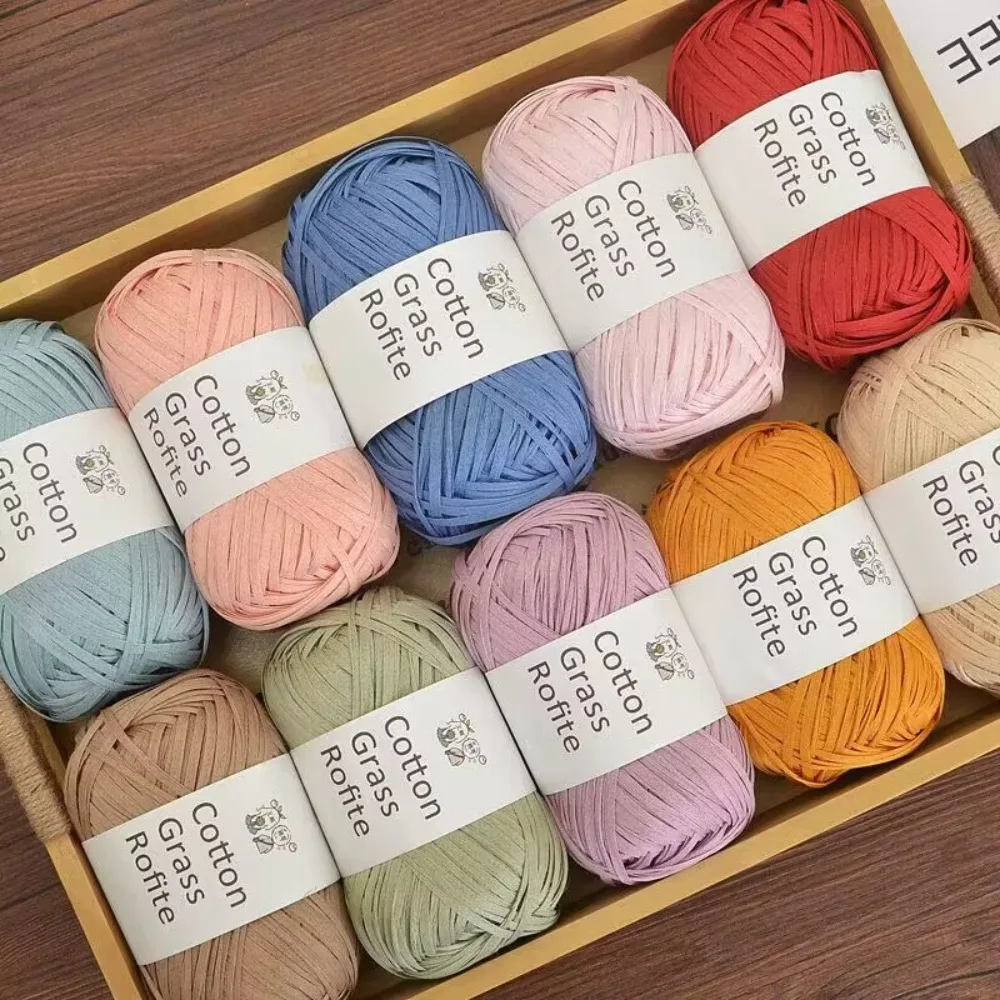 Neues Mehrfarbiges Rafia-Garn DIY Handgestrickte Häkel-Papierfäden Geschenkverpackungs-Seil Strickgarn