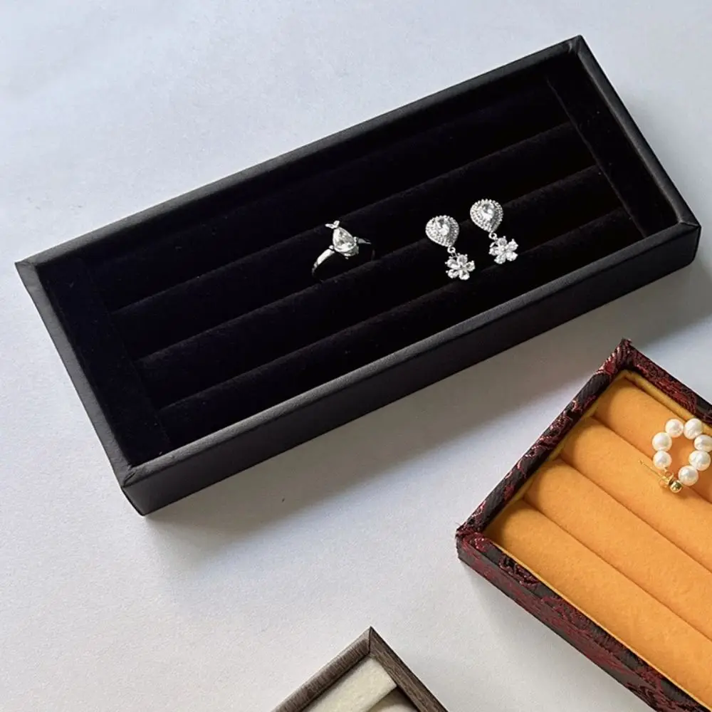 

Органайзер для колец и серег из ПУ-вельвета, мини-фланелевая подставка для украшений, многофункциональный лоток для хранения ювелирных изделий большой вместимости