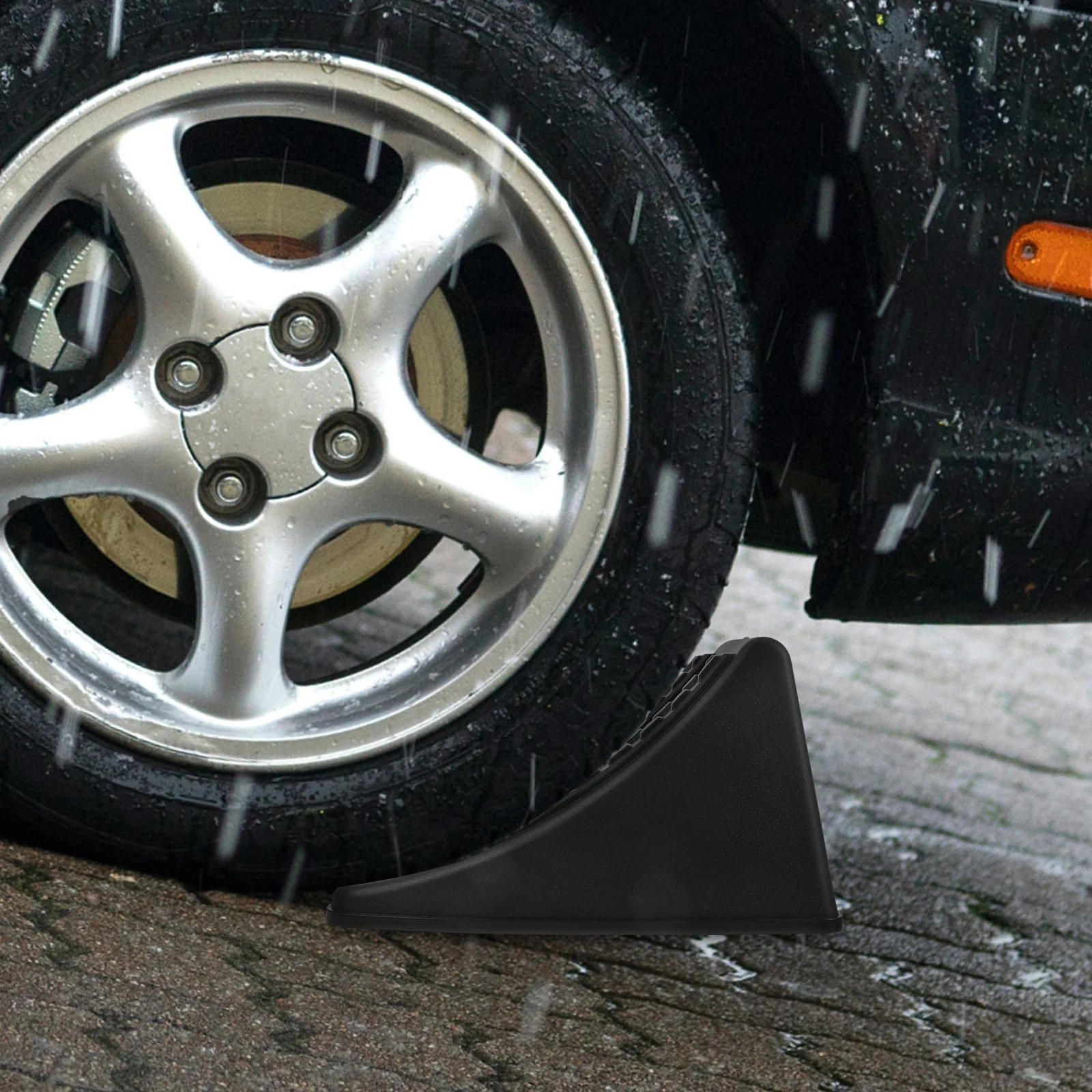 2 Pcs Tire Wheel Blocker Chock for Vehicle Car Wedge Chocks Rv Trailer 2050X1400X1050CM Black