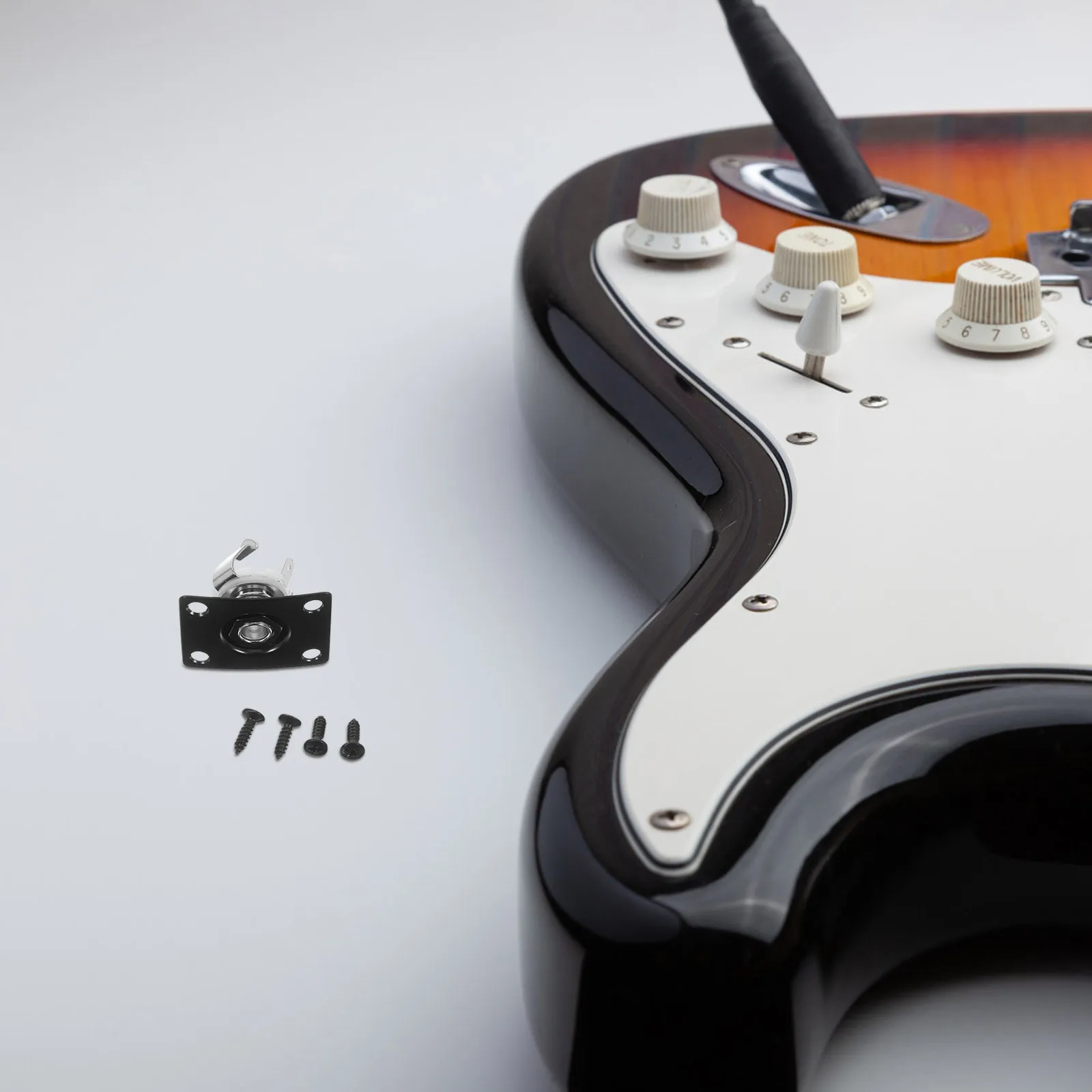 

Black 1/4 Inch 6.35Mm Output Jack Socket Copper Material Glossy Finish For Electric Bass Acoustic Guitar Replacement Guitar