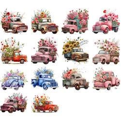 Cartoon cute festooned vehicle fashion DTF Sticker Heat Transfer Clothes Ironing on DIY T-Shirt Washable Vinyl Patch girl & boy