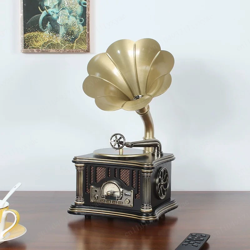 Retro Wooden Gramophone Mini European Vintage Record Player Bluetooth Speaker Home Decor Birthday Gift