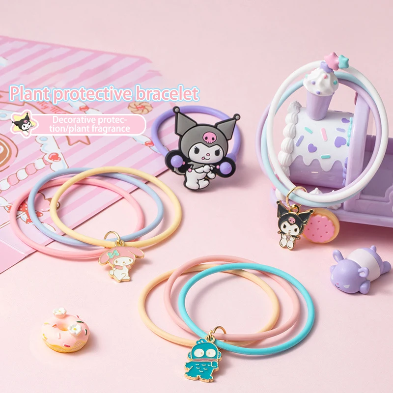 1Pcs Sanrio Kuromi Hello Kitty Anime Anti-Sting Bracelet Cute Cinnamoroll Children Outdoor Anti-Mosquito Bracelet Gifts for Kid