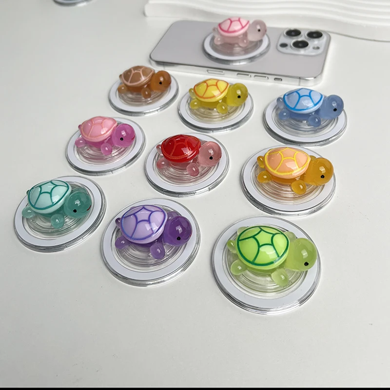 1PC Glow-in-the-Dark Schildkröte Telefon Halter Mini Harz Schildkröte Für Magsafe IPhone Mac Samsung Sicher ring Finger Expanding Stand