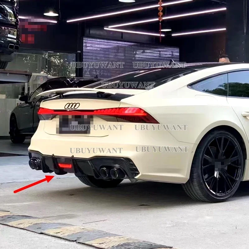 Für Audi A7 S7 S-Line Standard Heckstoßstange Diffusor Lip Spoiler mit Auspuffspitzen Heckdiffusorlippe 2019 2020 2021 2022–2024