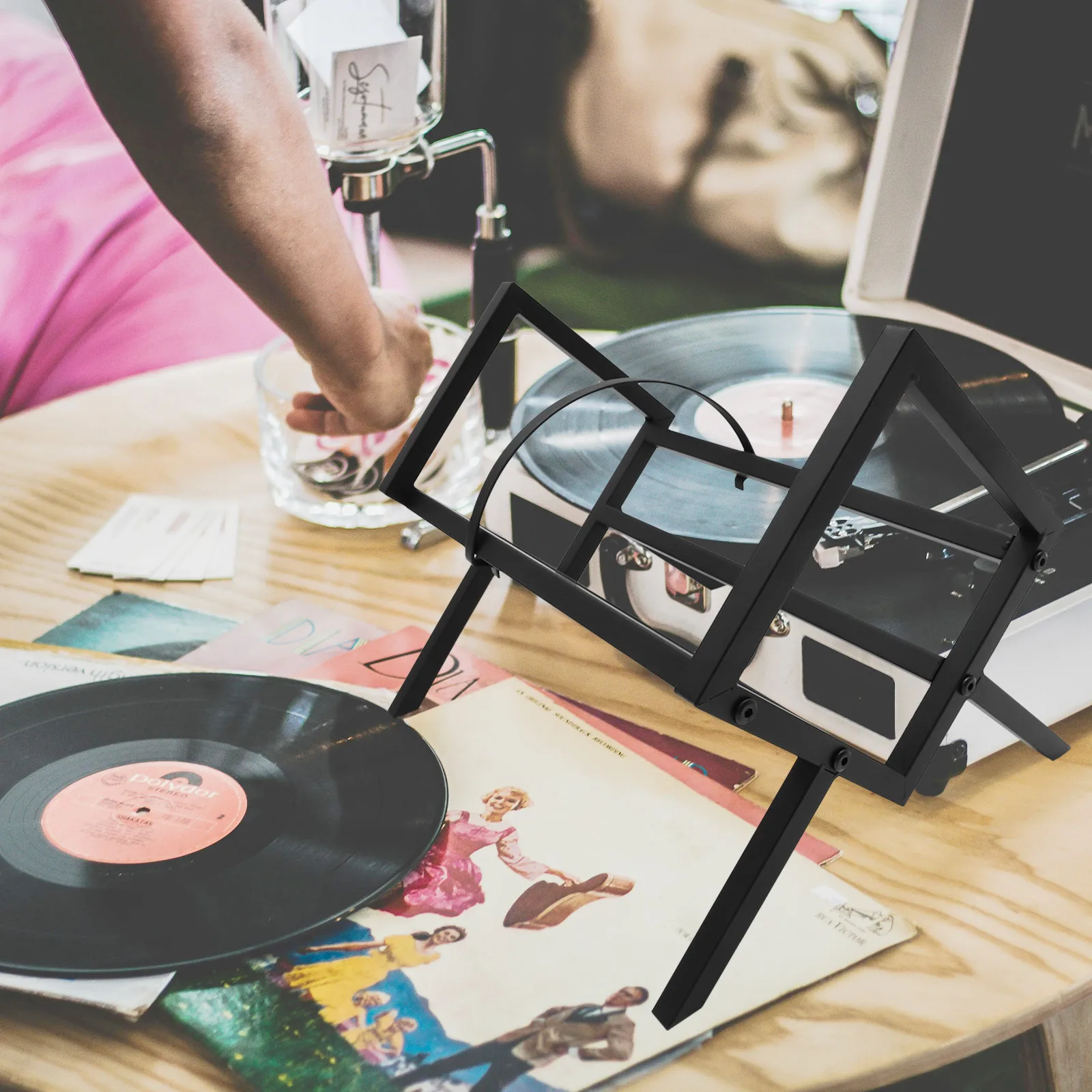 

Sturdy Vinyl Record Display Rack Desktop Organizer Stand For Cd Storage Book Magazine File Iron Holder Household Office Use