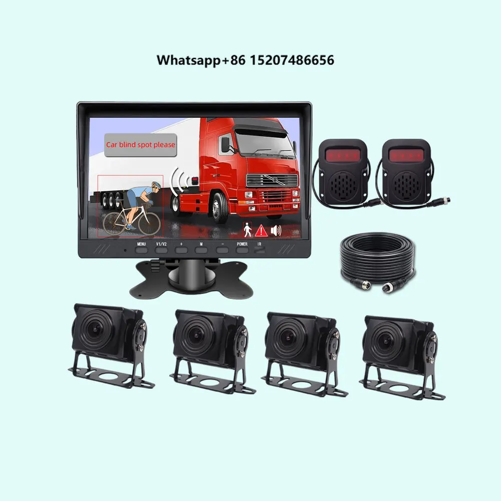 AI BSD Vehicle Truck Blind Spot Detection System AHD Active Anti-Collision Detection  Monitoring System Sound Light Alarm