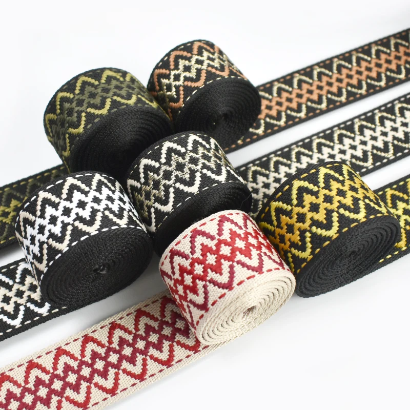 

2/5M 38mm Embroidered Jacquard Webbing Nylon Strap Decorative Ribbons for Sewing Backpack Binding Tapes Belt Sling Lace Fabric
